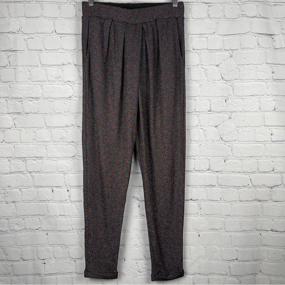 TEREZ multicolor metallic pleated high waist lightweight stretch pants, size S - Picture 1 of 13